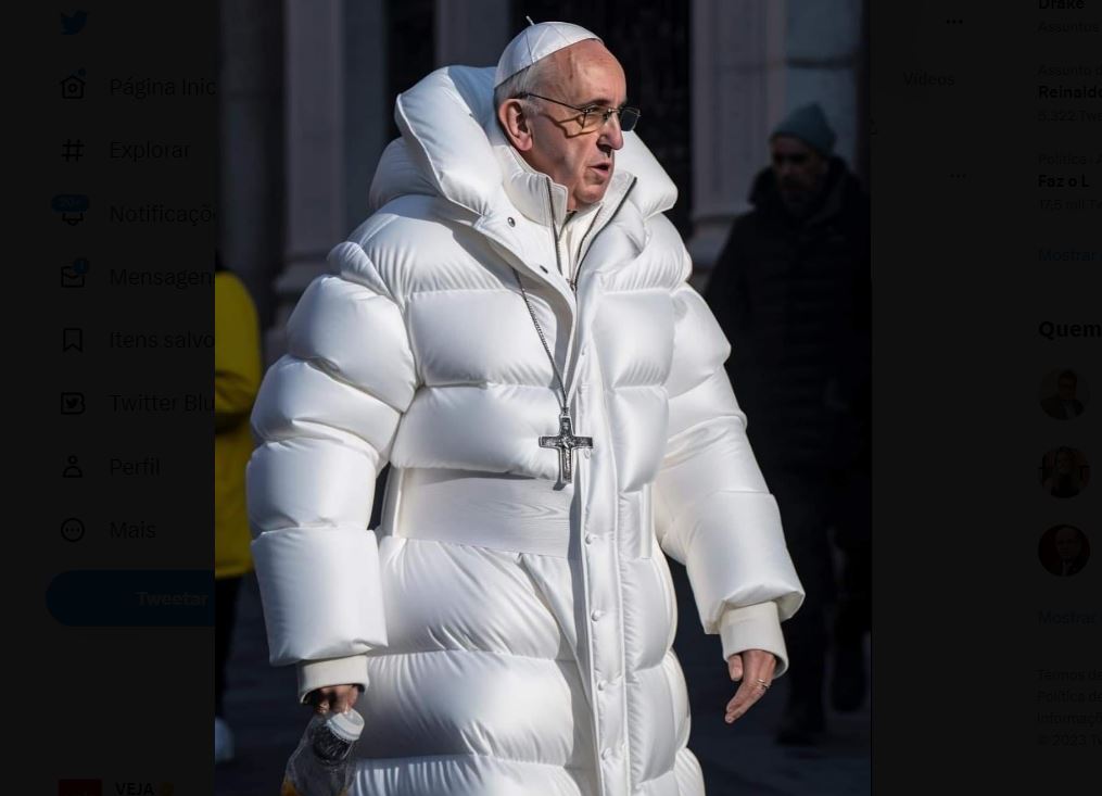 Papa Francisco Imagem do papa Francisco criada por realidade virtual que enganou vários sites de notícias e perfis em redes sociais