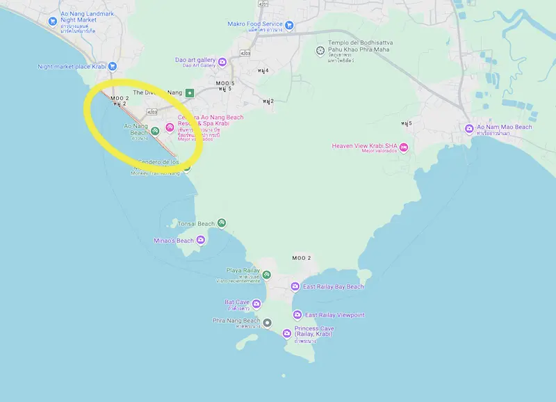 Ao Nang - Mapa Ao Nang - Mapa
