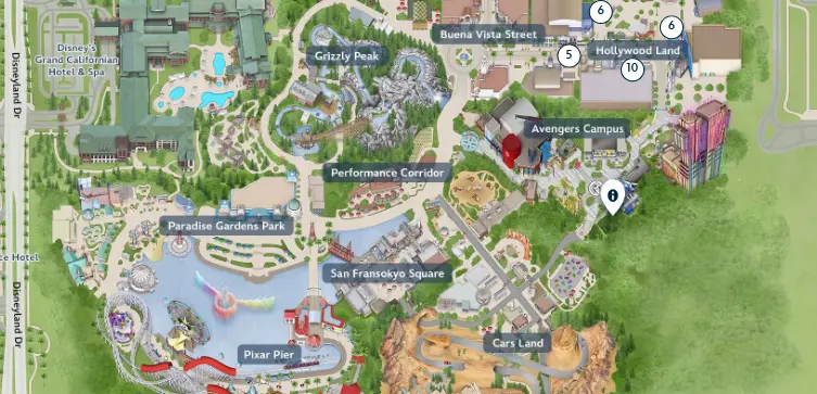 Mapa das áreas do Disney California Adventure Park Mapa das áreas do Disney California Adventure Park